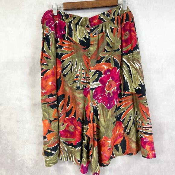 Basic Editions Womens Tropical Floral Shorts Plus Size‎ 26 USA Resort Flowy Chic - Picture 4 of 8